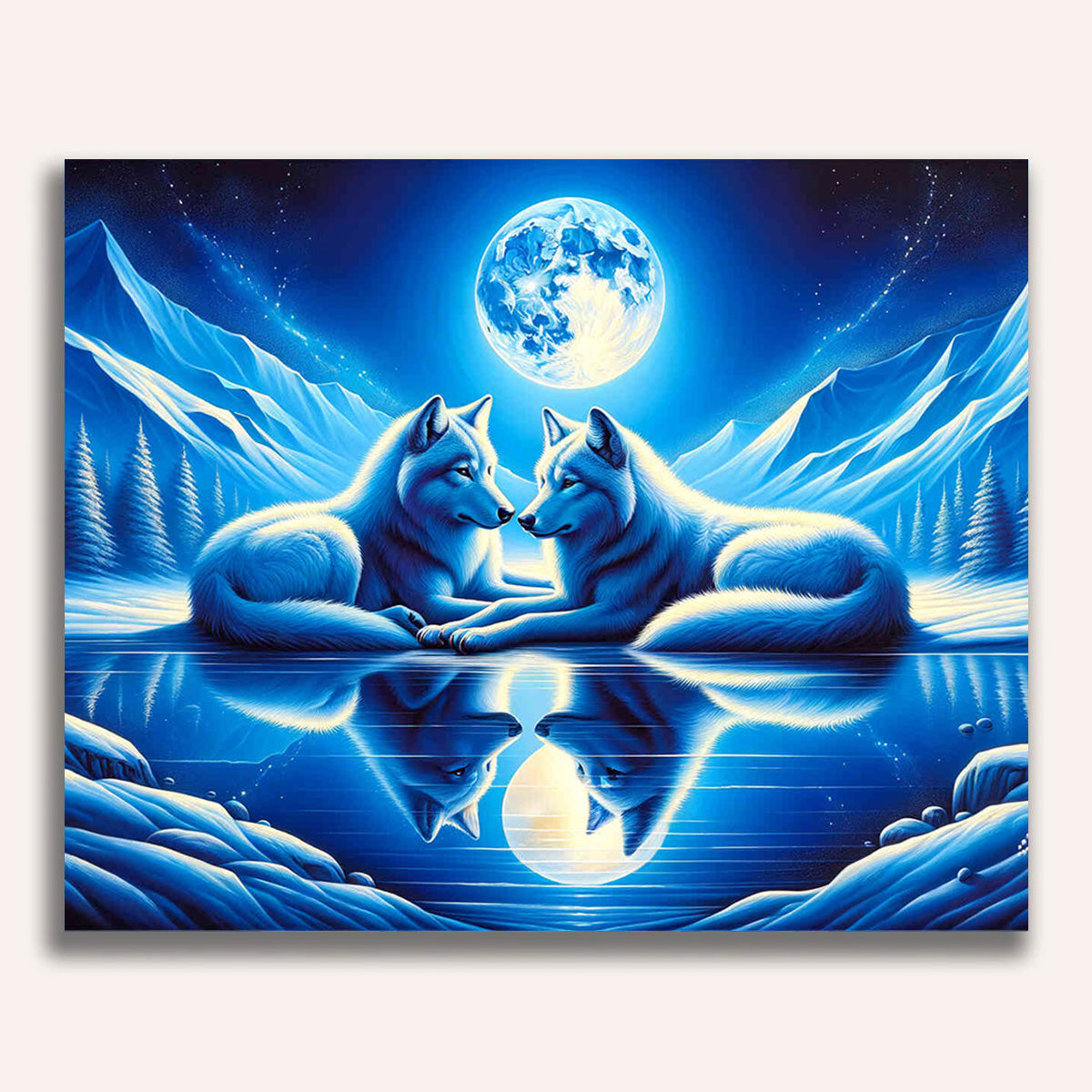 Paint by Numbers - Pair of wolves cuddling