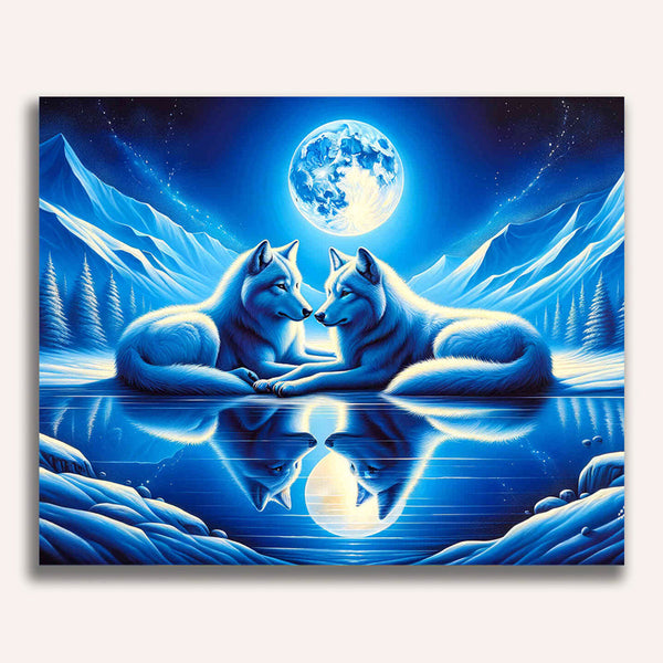 Paint by Numbers - Pair of wolves cuddling