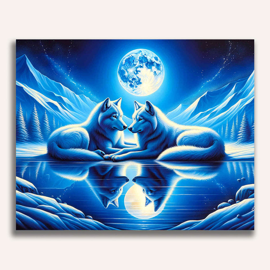 Paint by Numbers - Pair of wolves cuddling