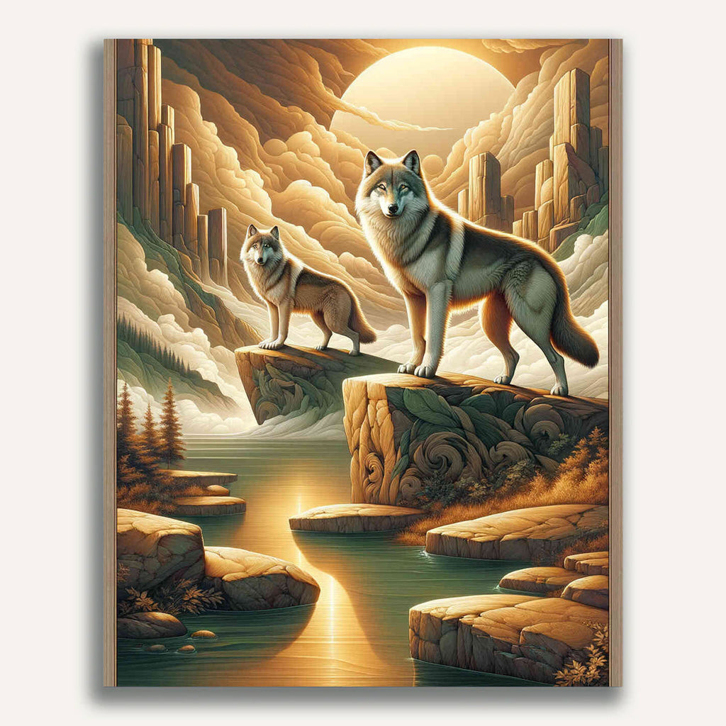 Paint by Numbers - Wolves on Rock