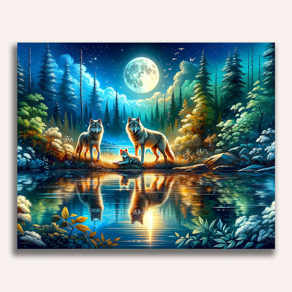 Paint by Numbers - Wolves, parent and child