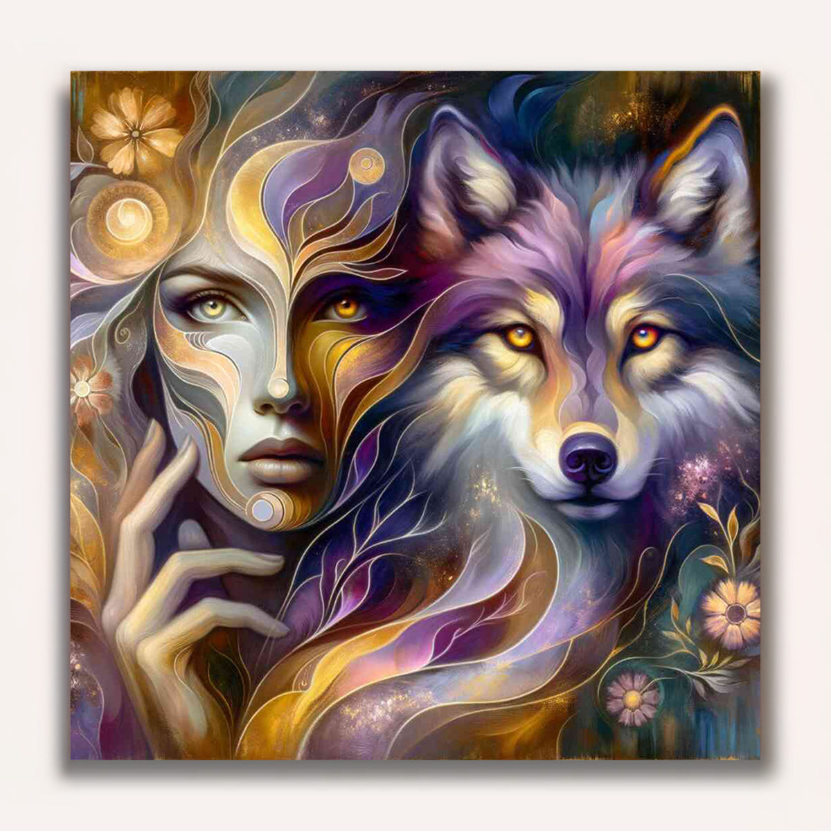 Paint by Numbers - Woman and Wolf Face