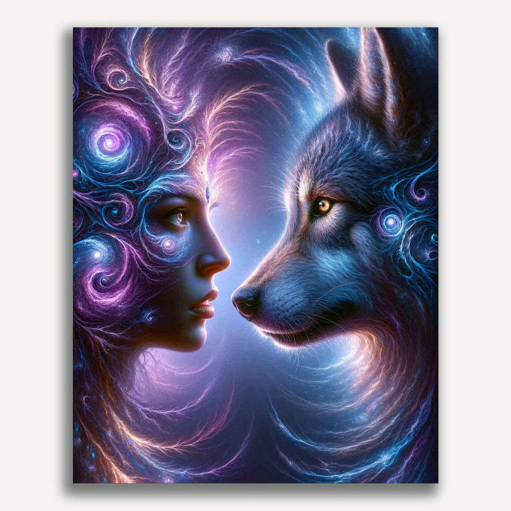 Paint by Numbers - Woman and wolf