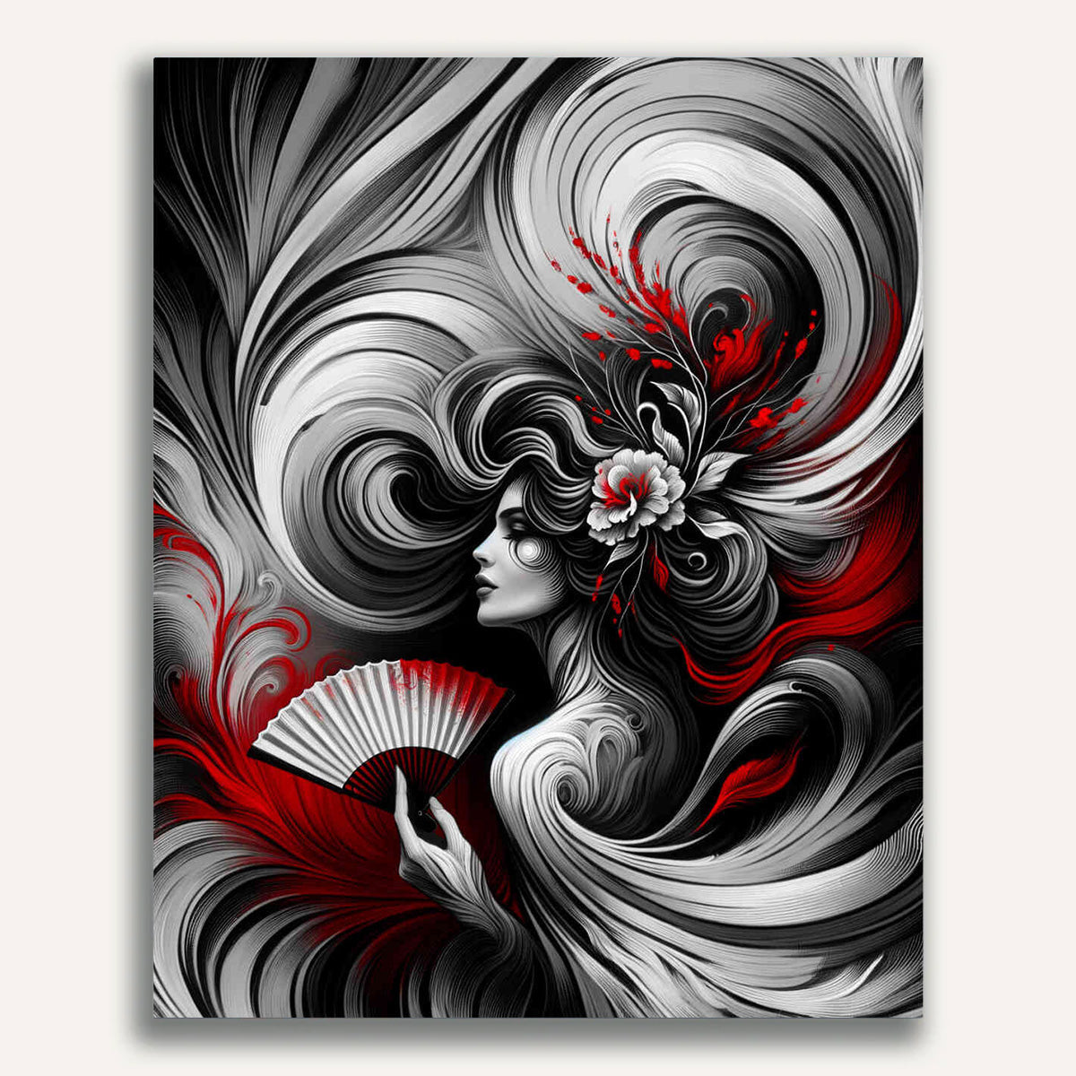 Paint by Numbers - Woman Black and White and Red