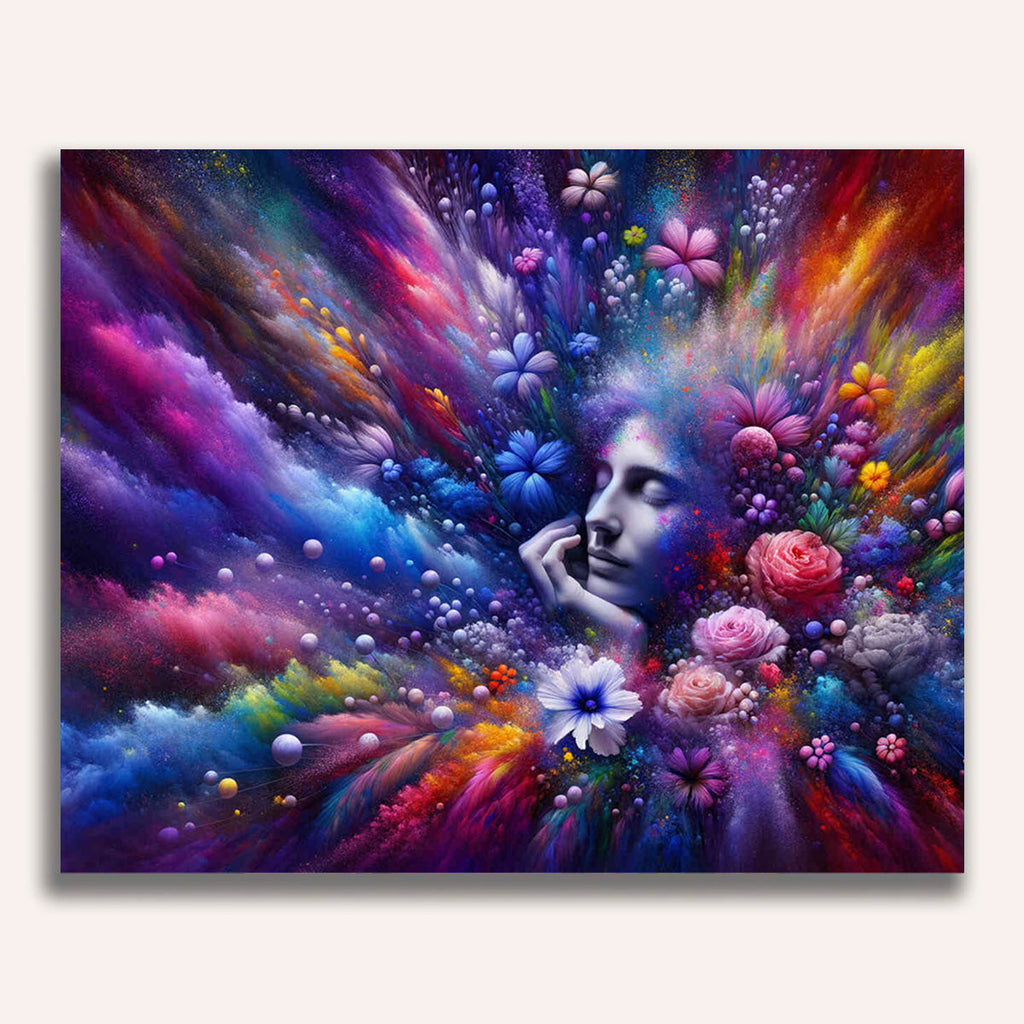 Paint by Numbers - Woman on colorful flower bed