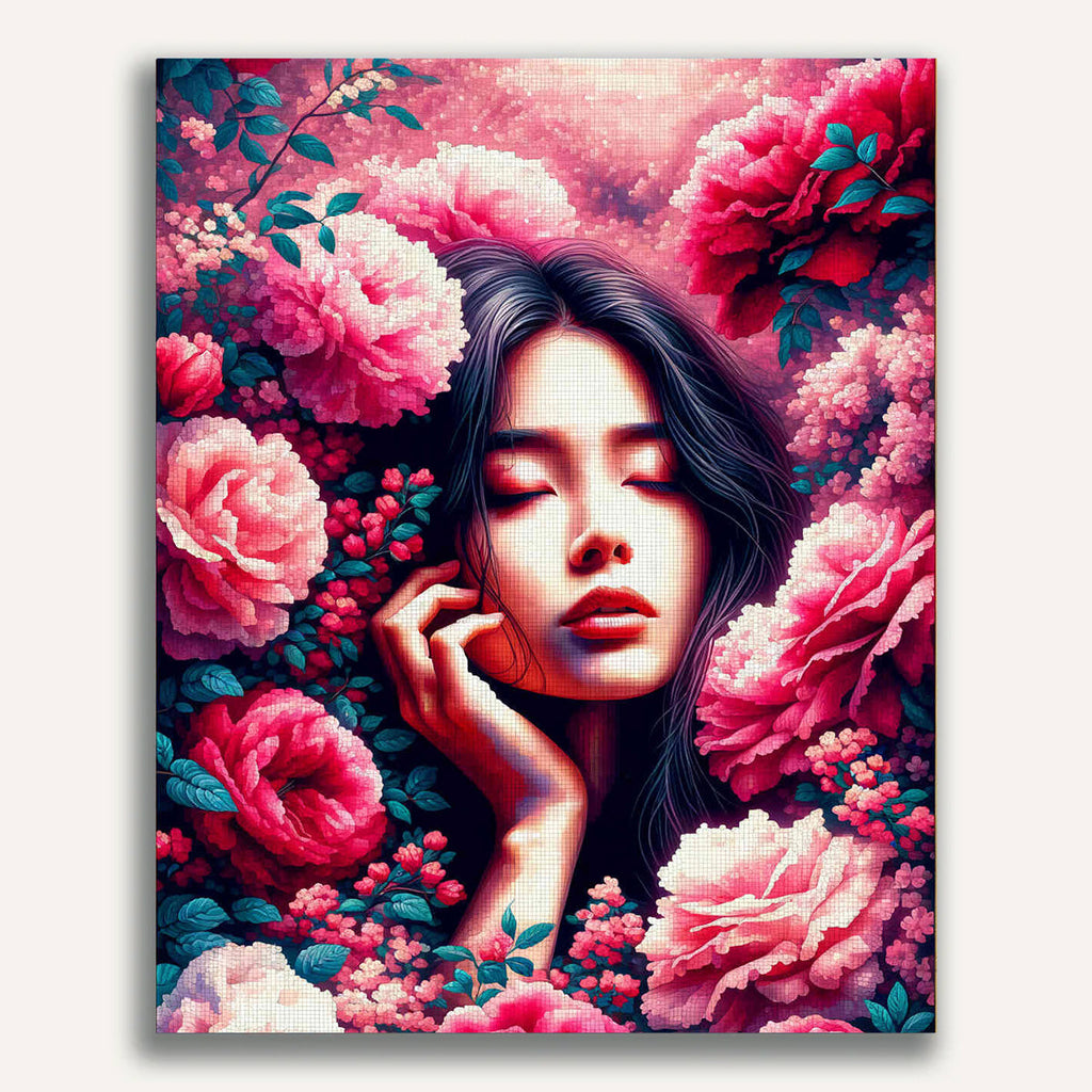 Paint by Numbers - Woman surrounded by flowers