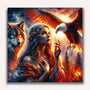 Paint by Numbers - Woman with eagle and wolf