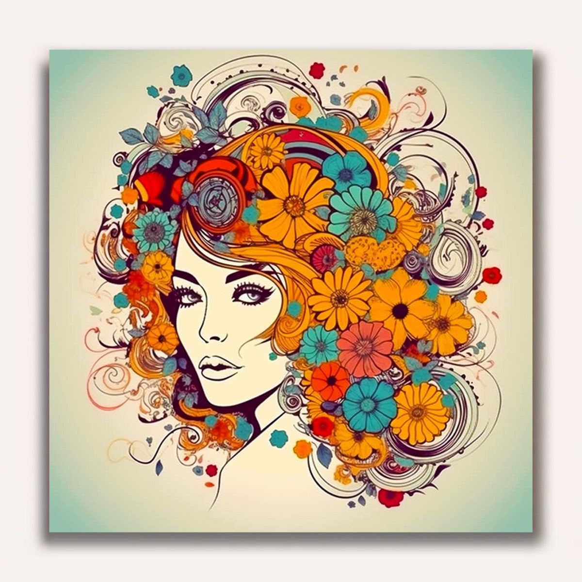 Paint by Numbers - Woman with flower hairstyle