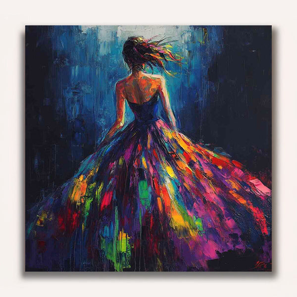 Paint by Numbers - Woman with neon rainbow dress