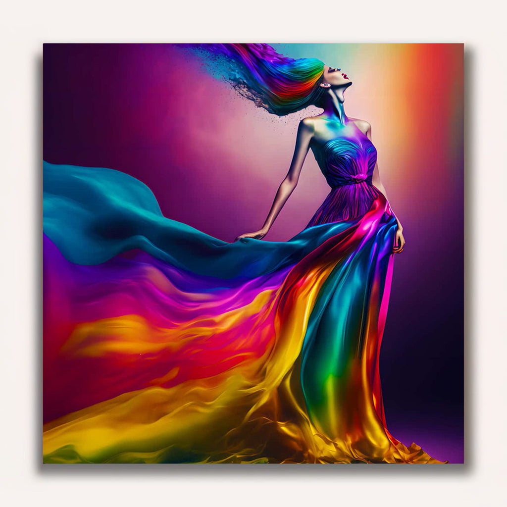 Paint by Numbers - Woman with rainbow dress in the light