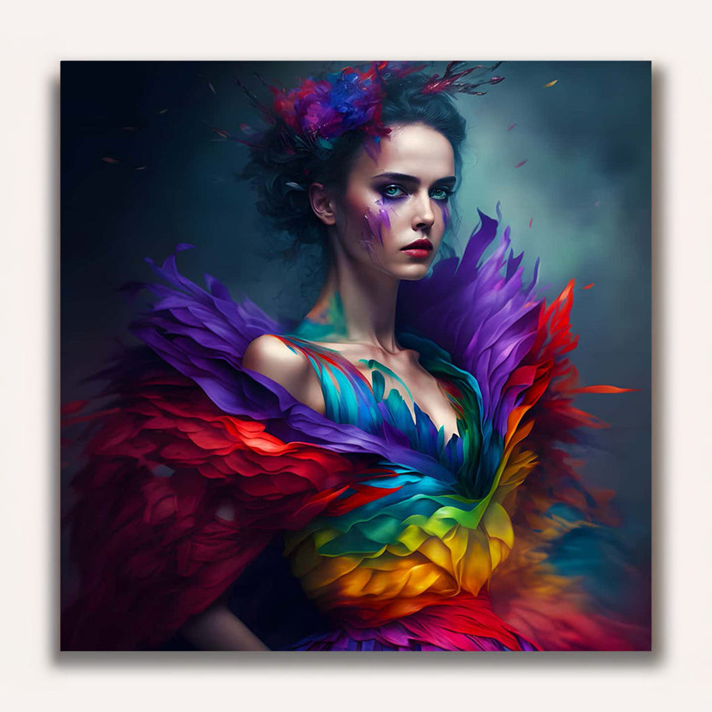 Paint by Numbers - Woman with rainbow dress in the evening