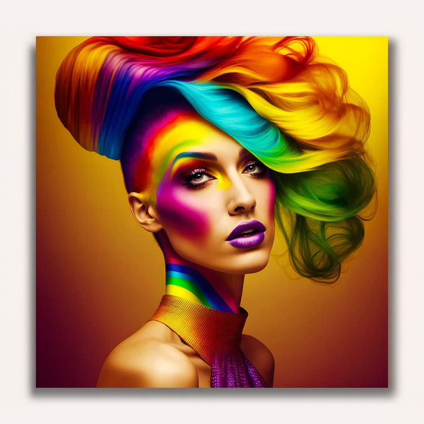 Paint by Numbers - Woman with rainbow hairstyle