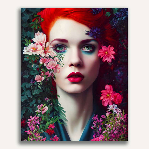 Paint by Numbers - Woman with red hair and flowers