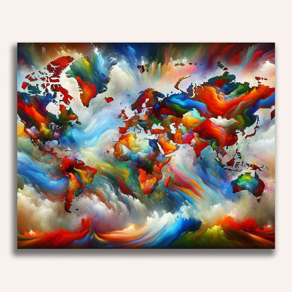 Paint by Numbers - World map, color blots