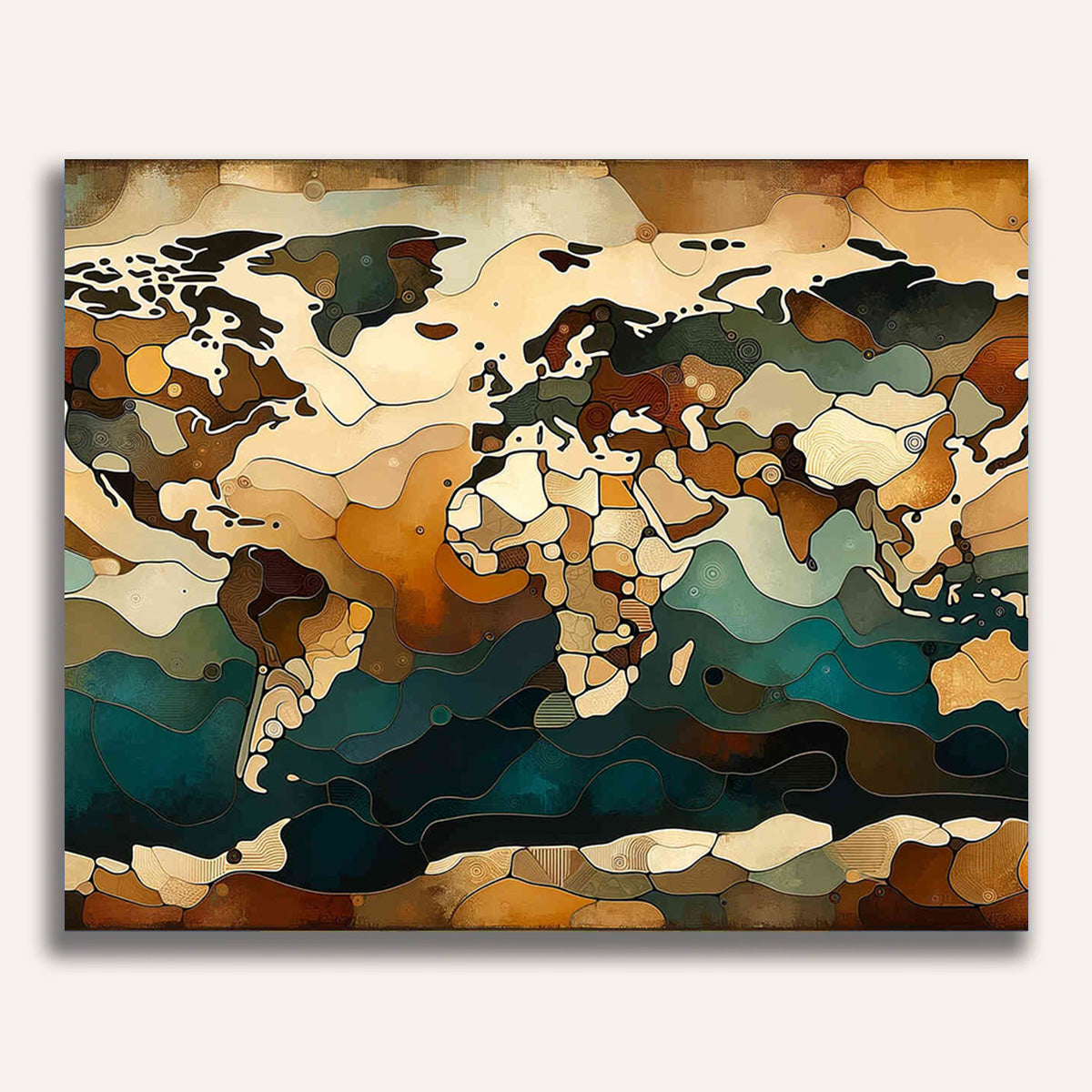 Paint by Numbers - World map, petrol