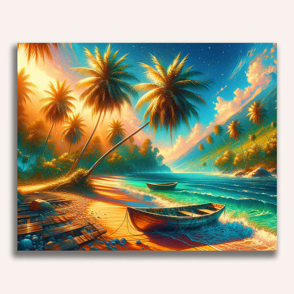 Palm trees on the beach - Paint by Numbers
