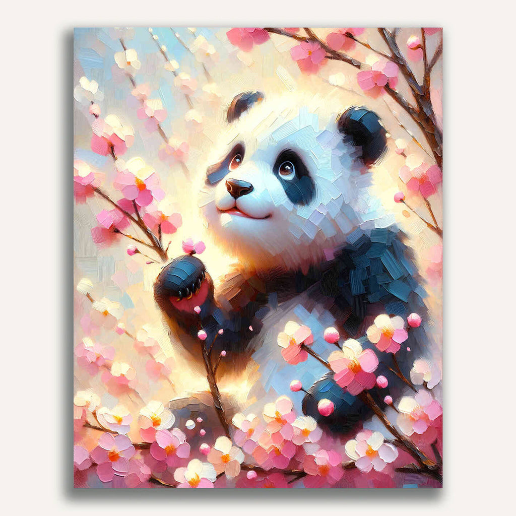Panda with cherry blossoms - Paint by Numbers