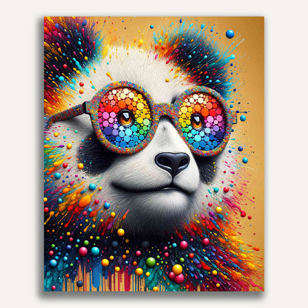 Panda with glasses, colorful - Paint by Numbers