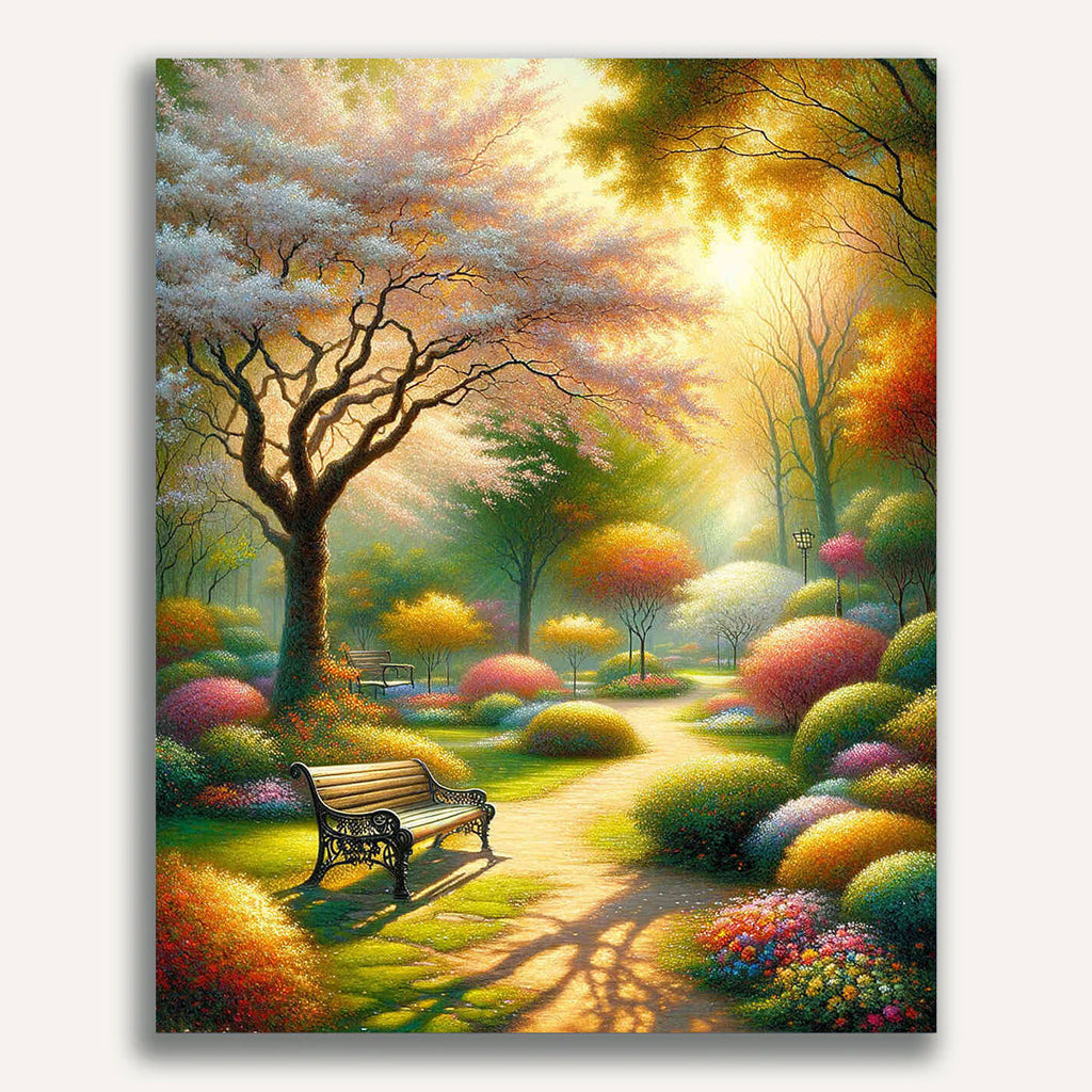 Park landscape, shrubs - Paint by Numbers