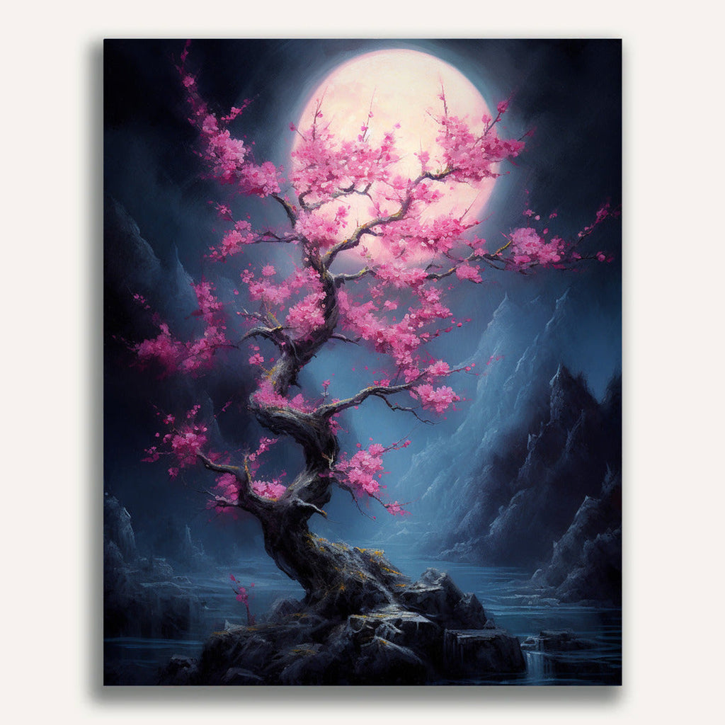 Peach blossom, moonlight - Paint by Numbers