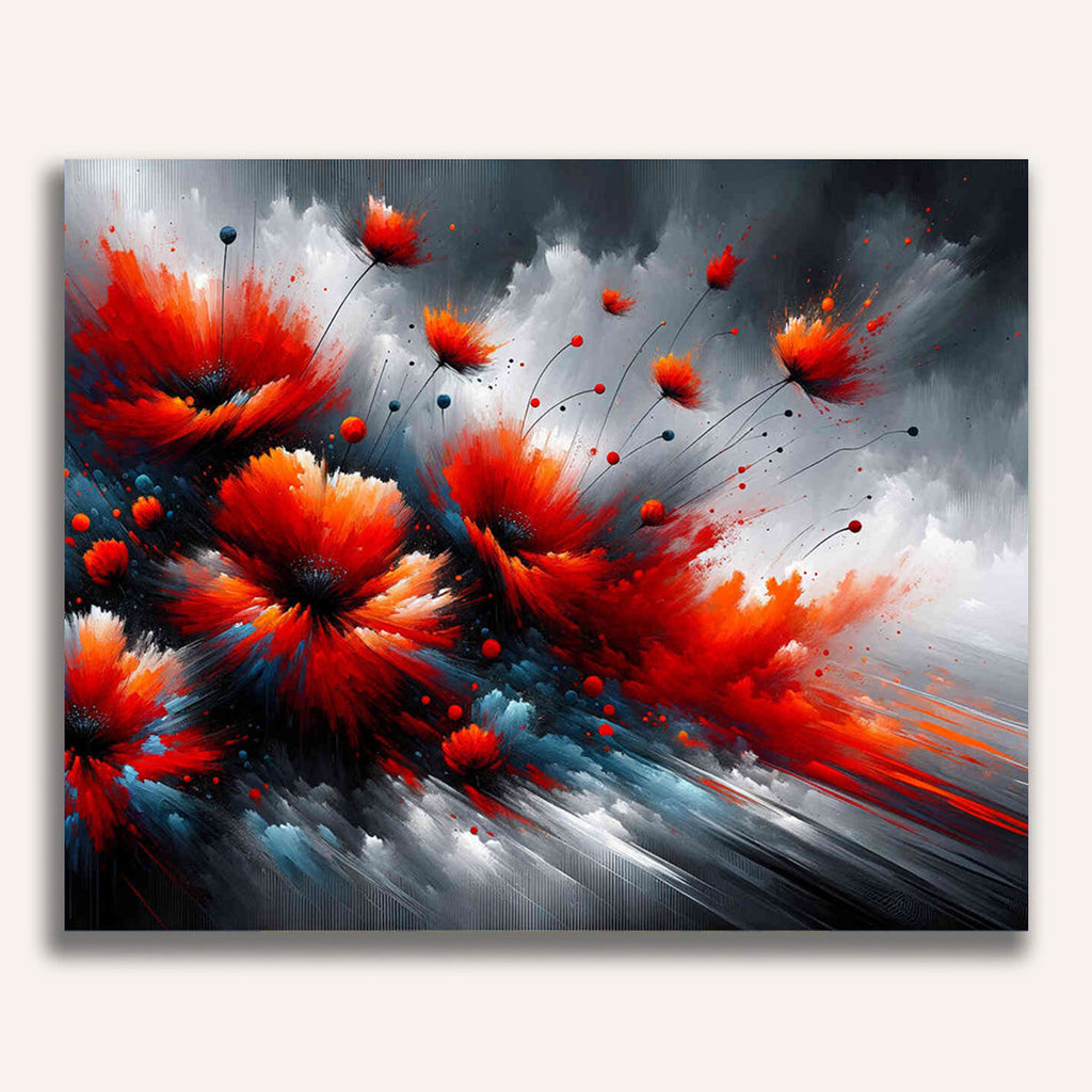 Red flowers, Abstract - Paint by Numbers