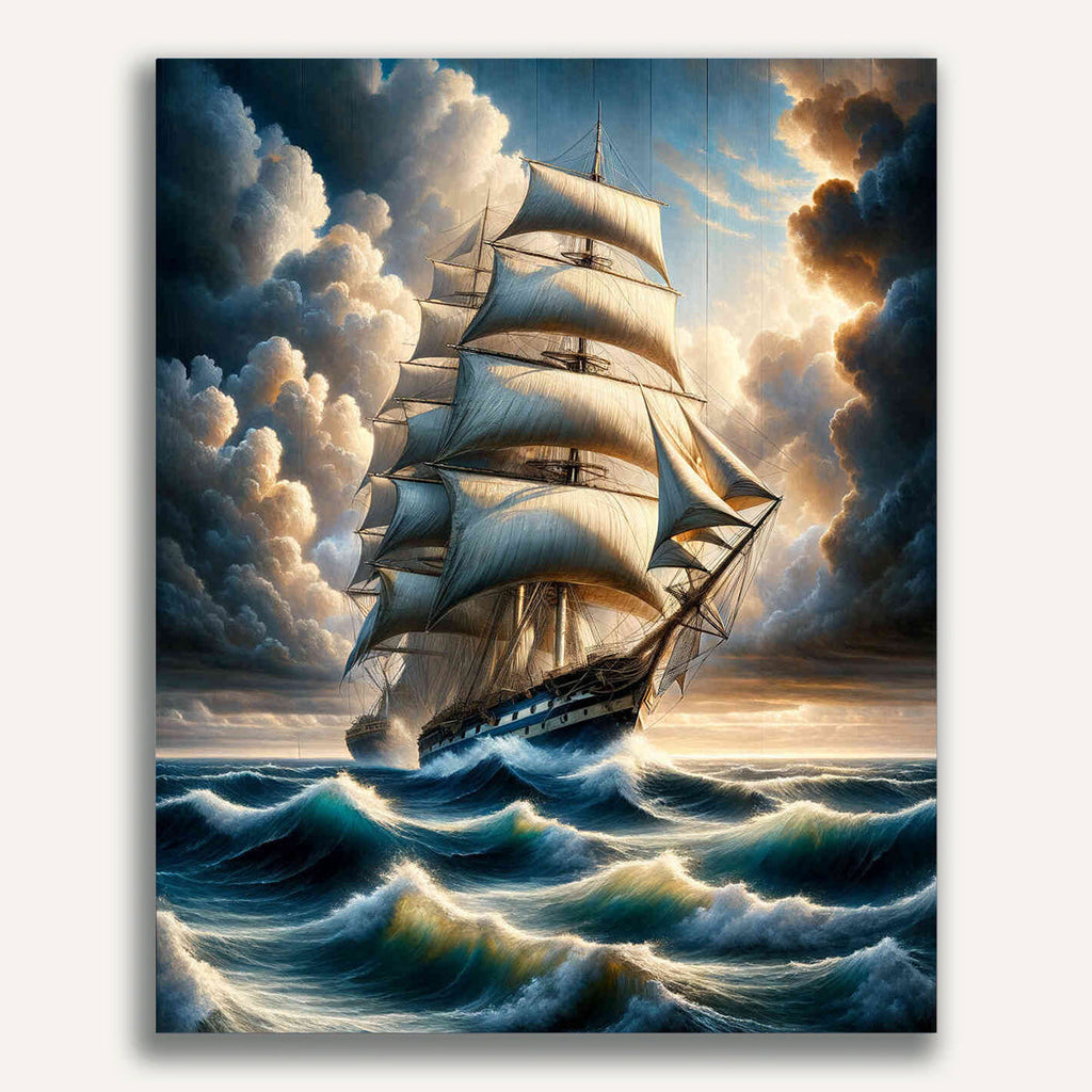 Sailing ship, Cloudy - Paint by Numbers
