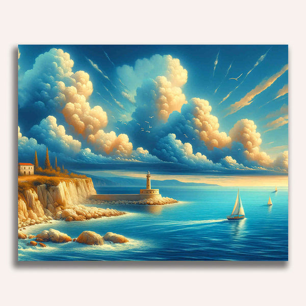 Sailboat off the coast - Paint by Numbers