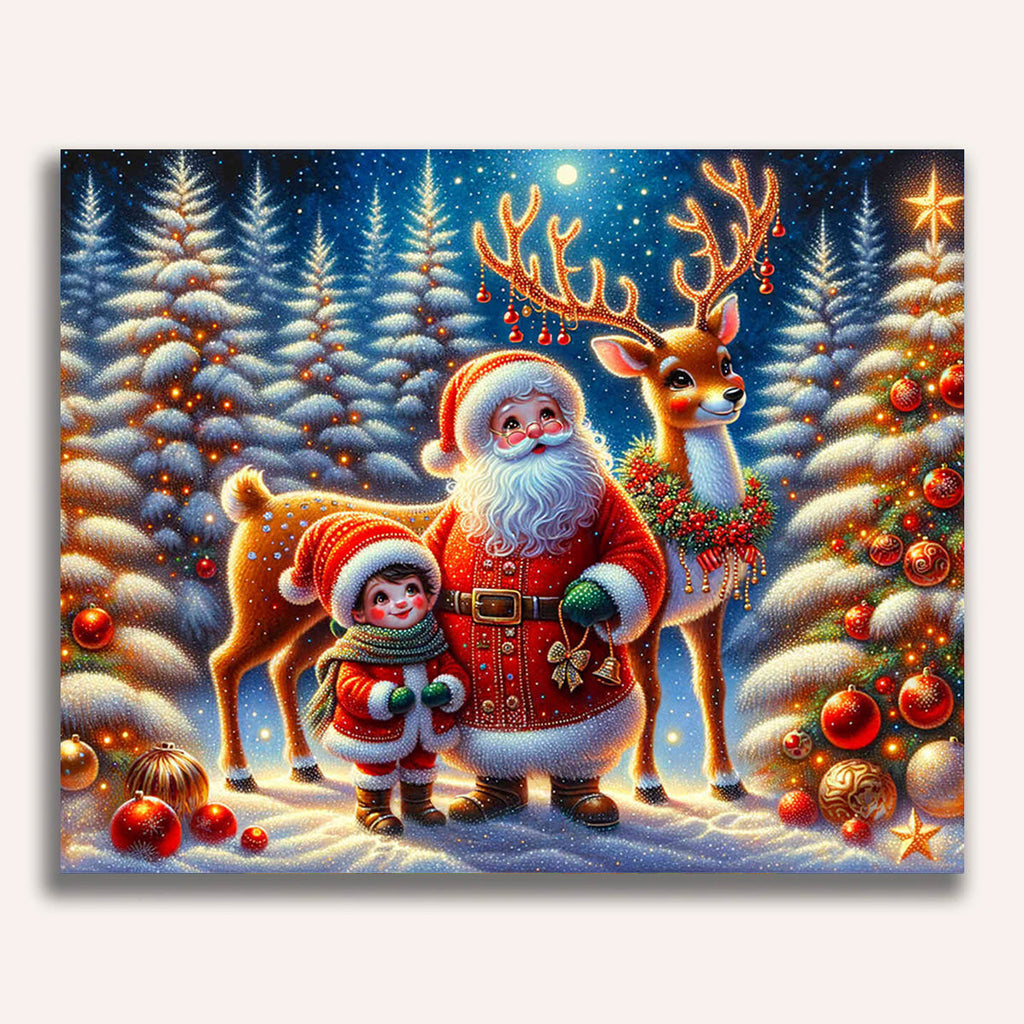 Santa Claus with moose - Paint by Numbers