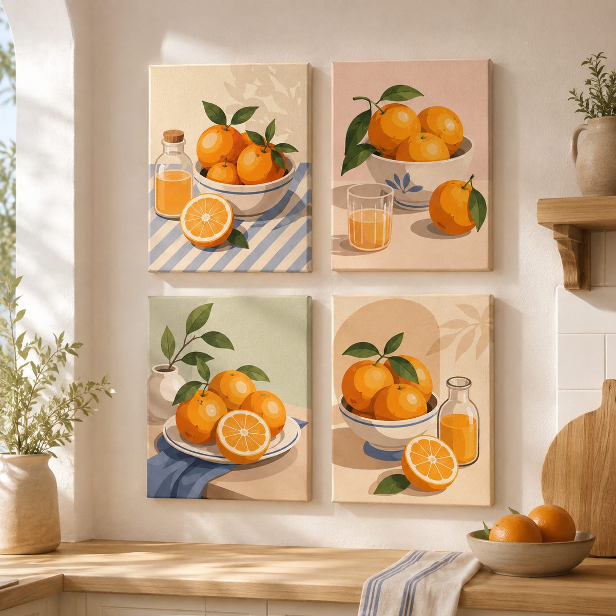 Summer orange, set of 4 - Mini paint by numbers
