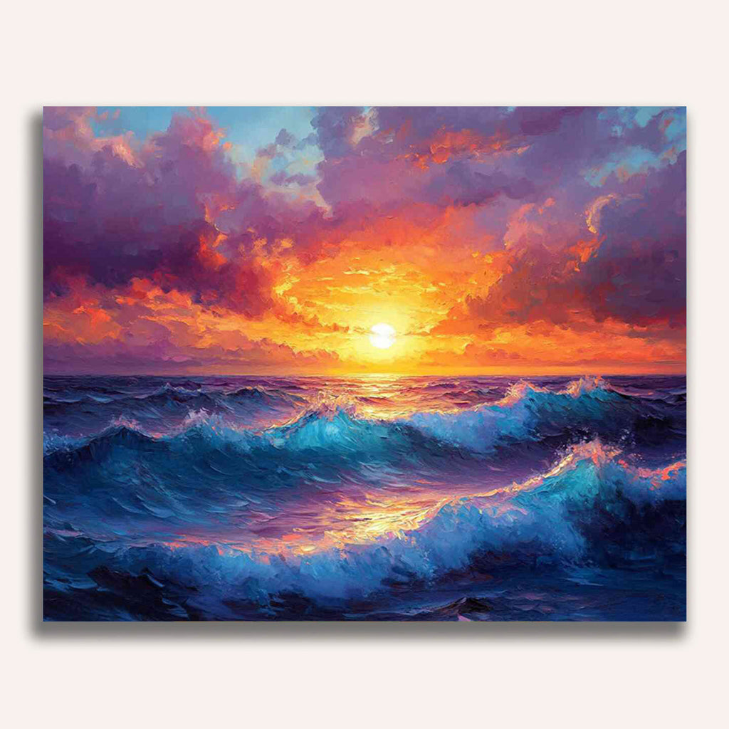 Paint by Numbers - Sunfire on the ocean