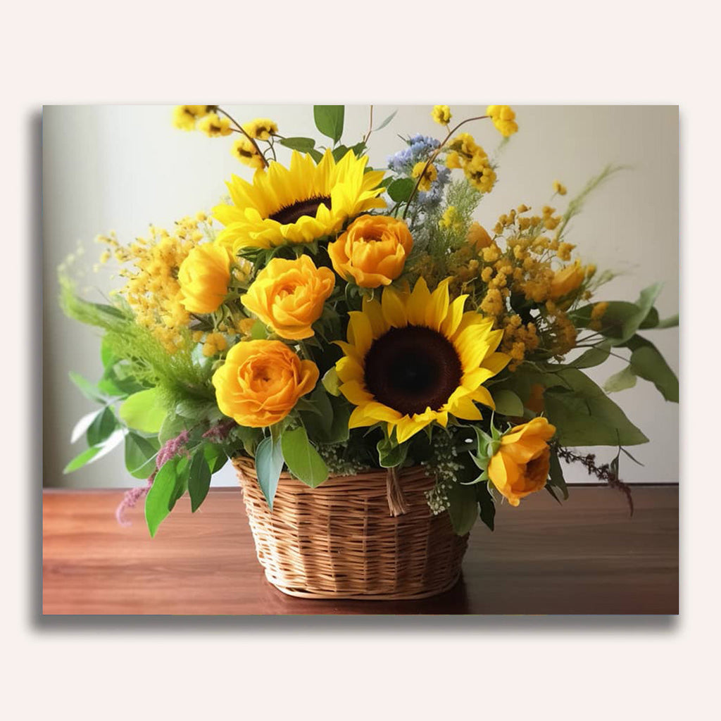 Sunflowers, basket - Paint by Numbers