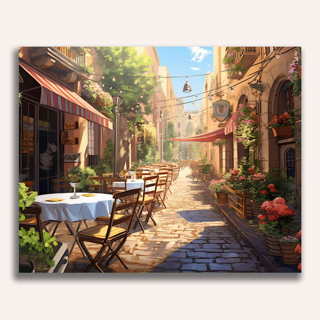 Paint by Numbers - Sunlit Mediterranean idyll, restaurant