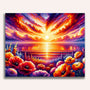 Sunset, sea with flowers - Paint by Numbers