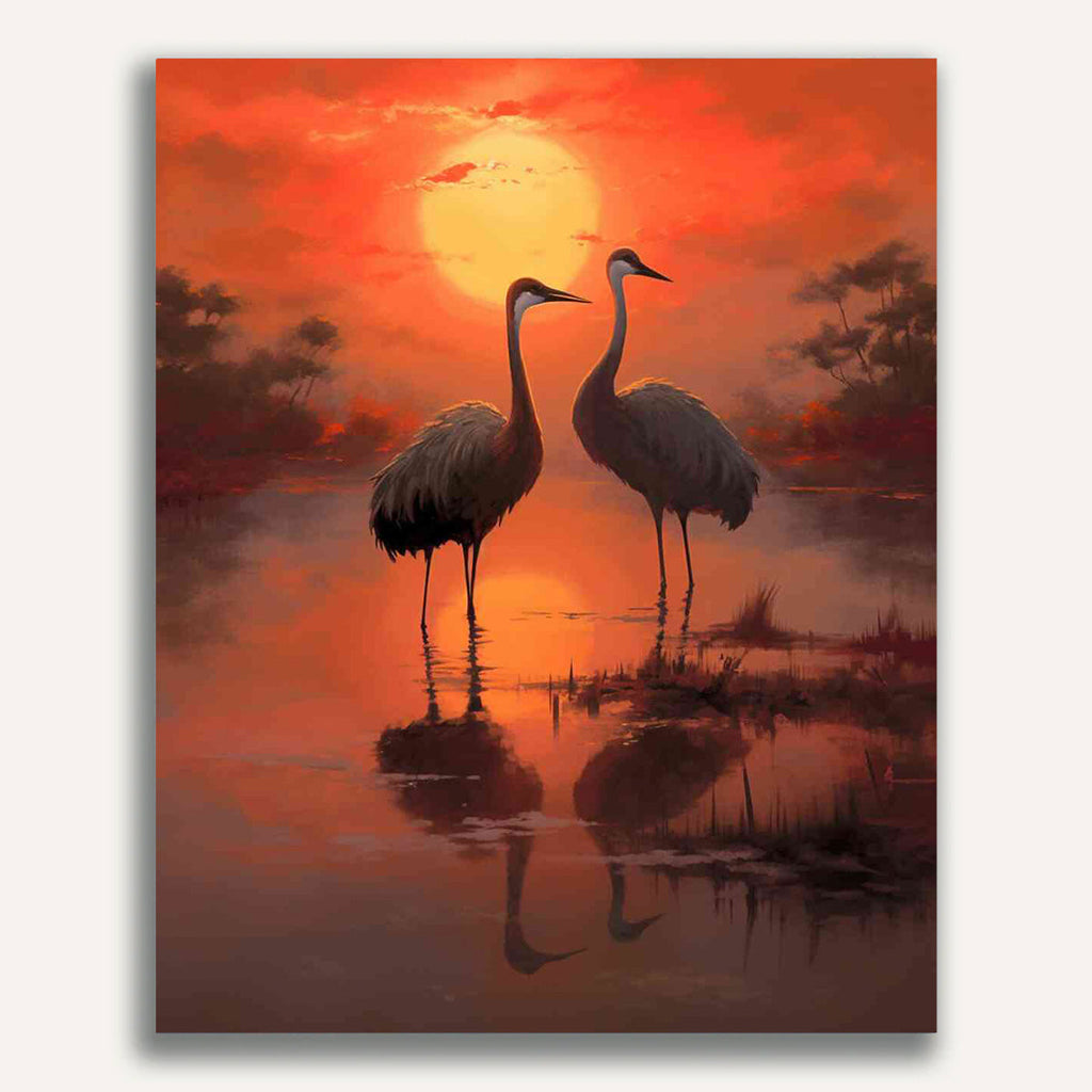 Paint by Numbers - Sunset Symphony of the Cranes