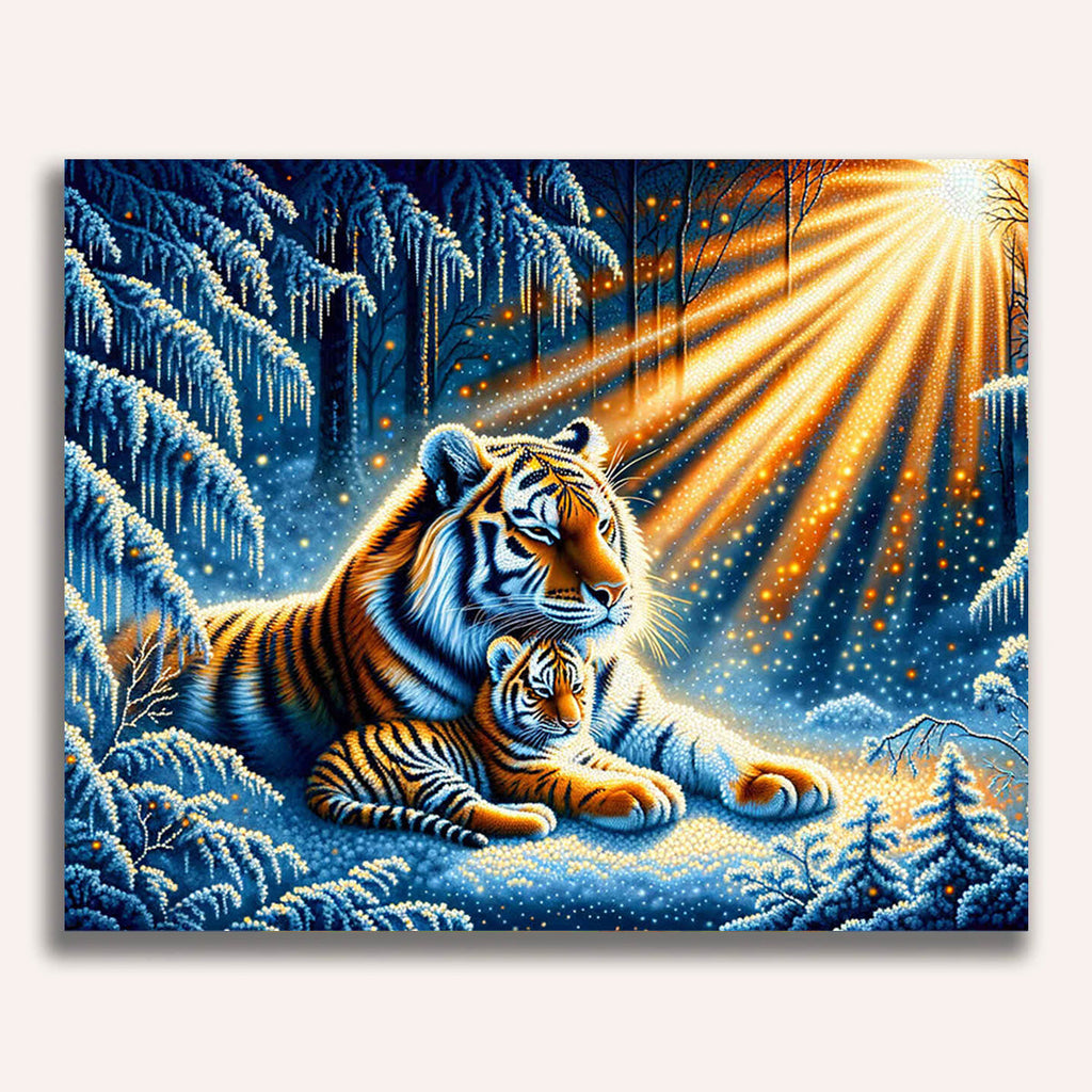 Tiger, mother with child - Paint by Numbers