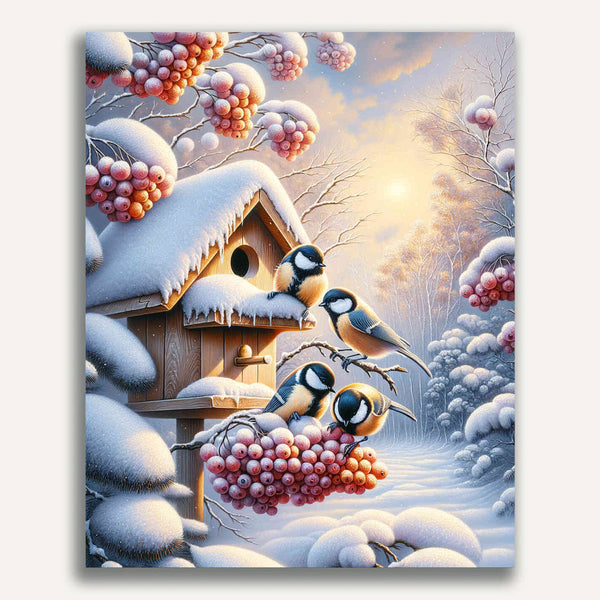 Tits in winter - Paint by Numbers