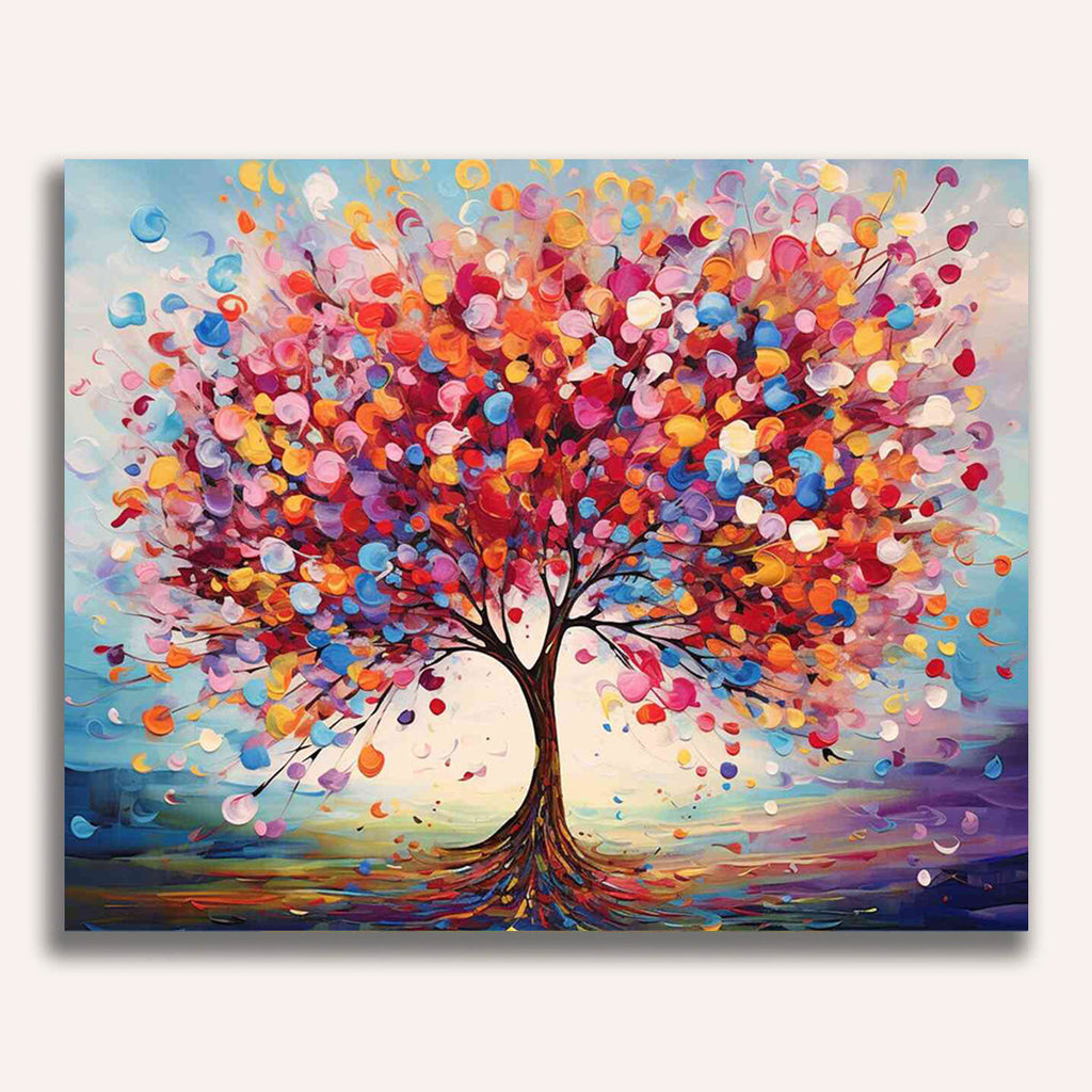Paint by Numbers - Tree of life of colorful joy, abstract
