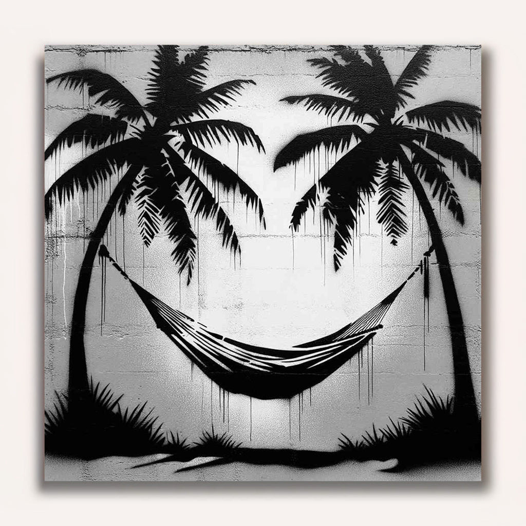 Paint by Numbers - Tropical calm, black and white