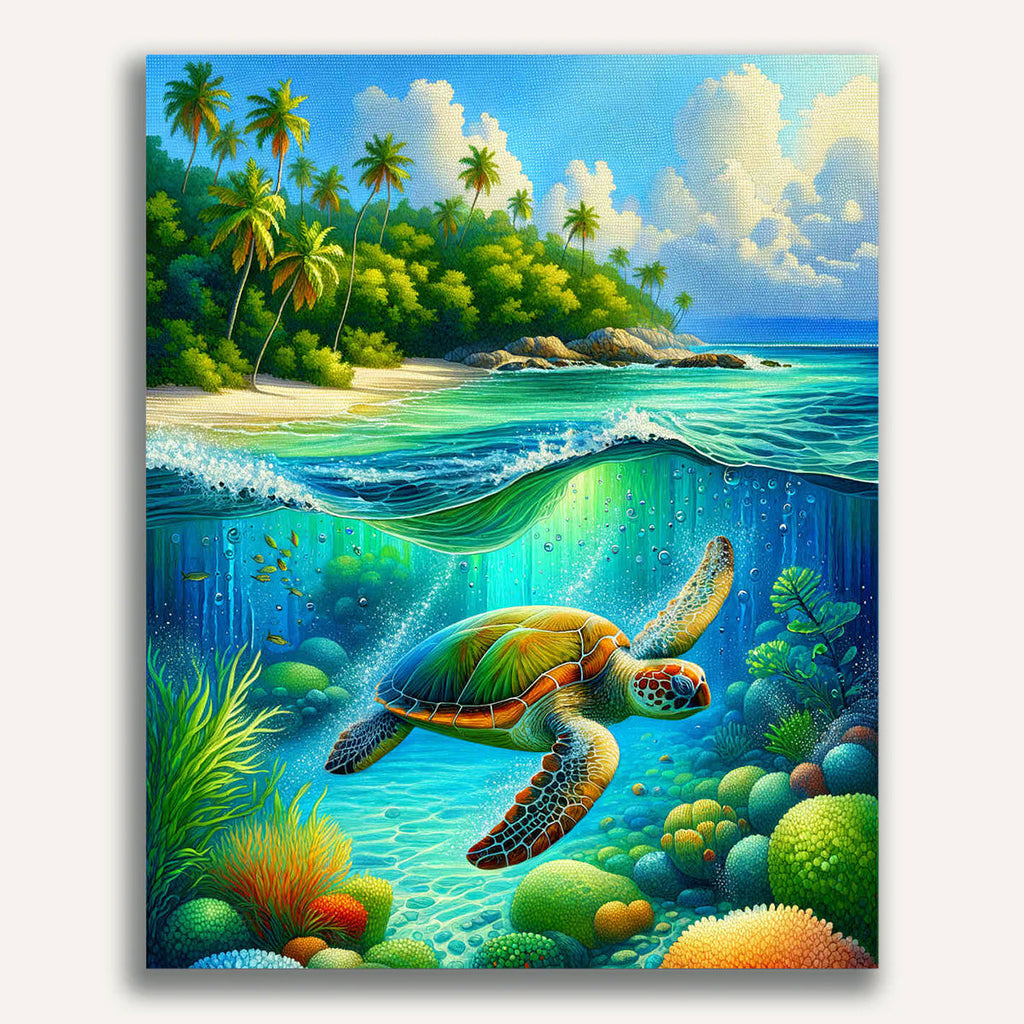 Turtle in the sea - Paint by Numbers