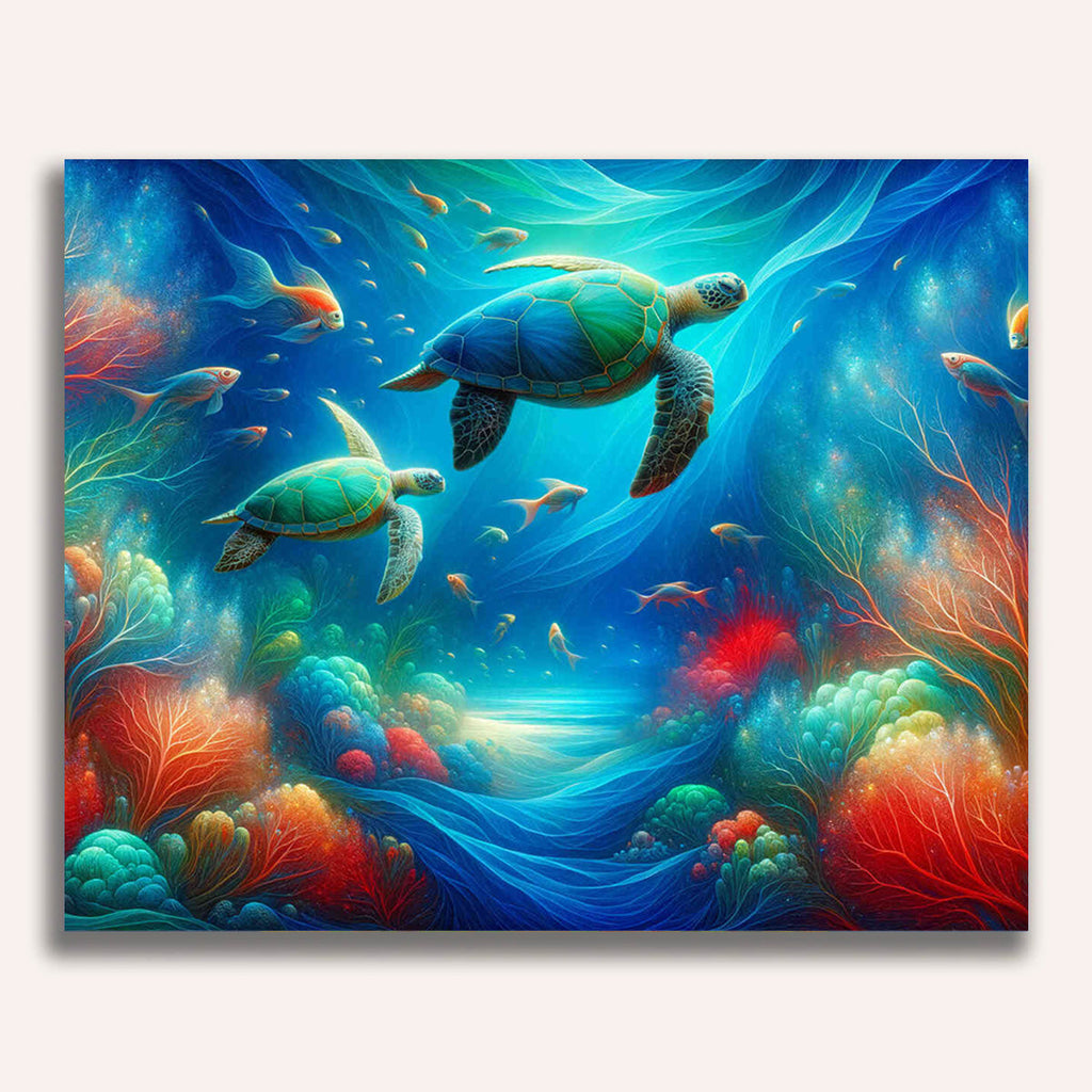 Turtles in the ocean - Paint by Numbers