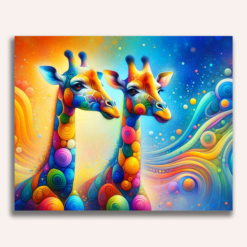 Two colorful giraffes - Paint by Numbers