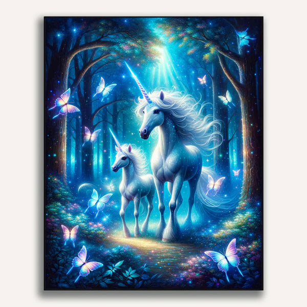 Unicorn mother with foal - Paint by Numbers