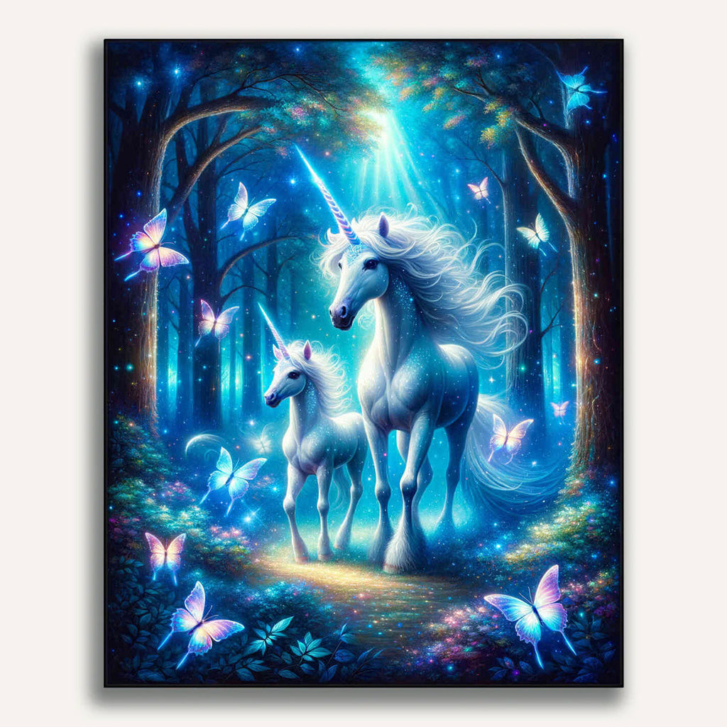 Unicorn mother with foal - Paint by Numbers