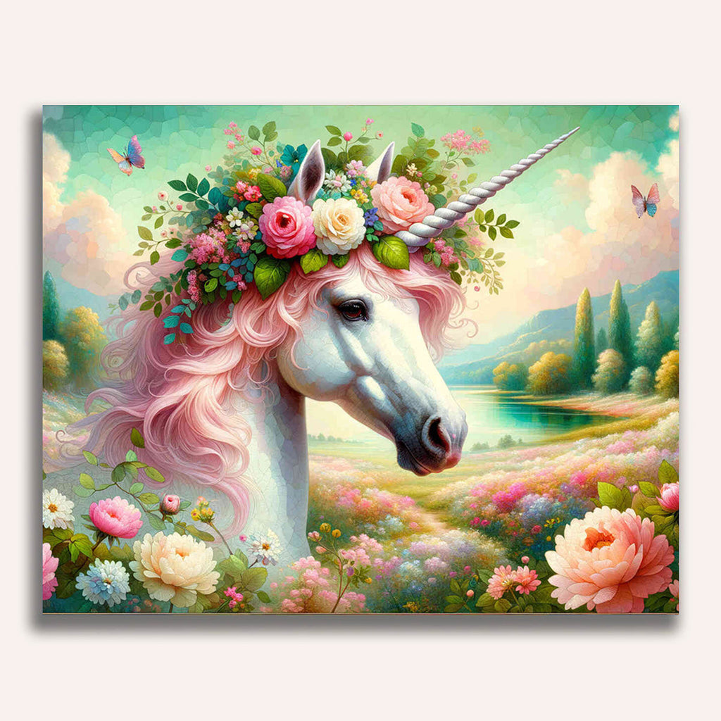 Unicorn with flowers - Paint by Numbers