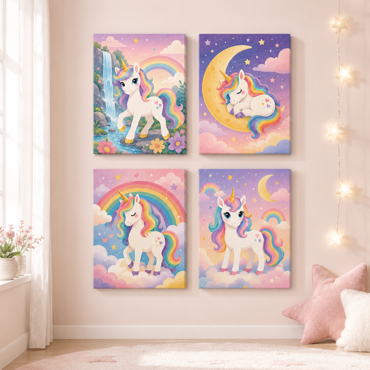 Unicorn dream, set of 4 - Mini paint by numbers