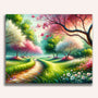 Path along flowering trees - Paint by Numbers