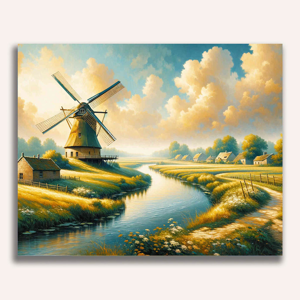 Windmill in the village - Paint by Numbers