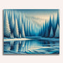 Winter, fir trees with lake - Paint by Numbers