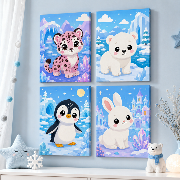 Winter friends, set of 4 - Mini paint by numbers