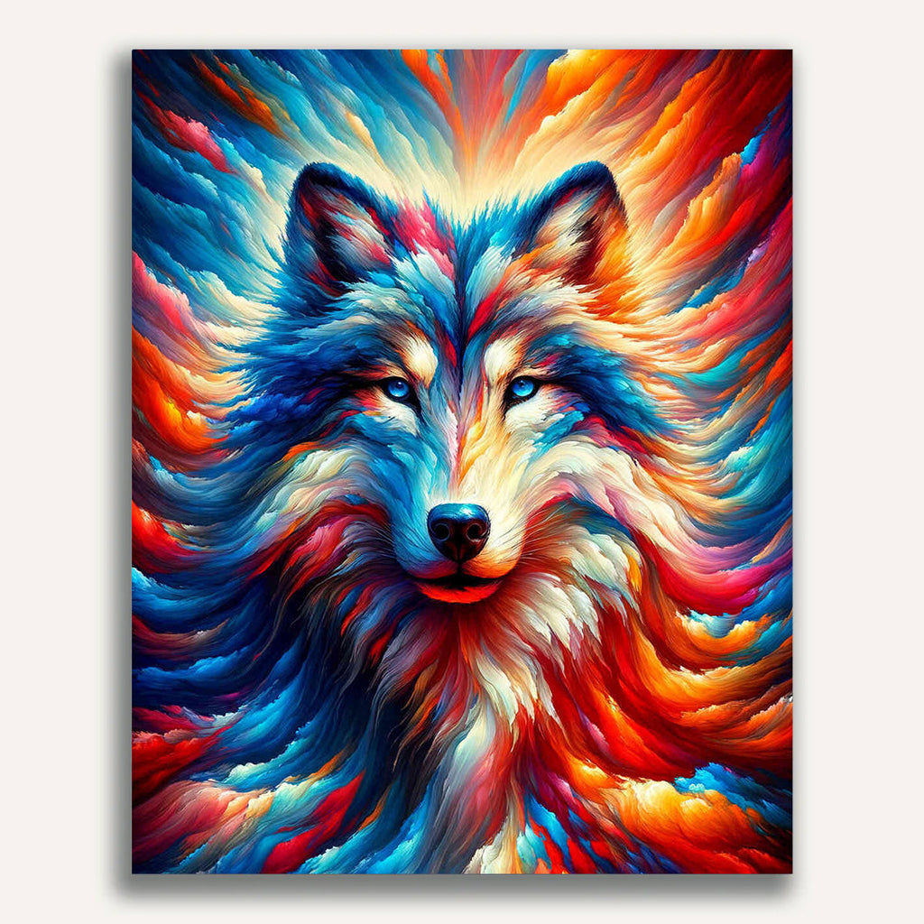 wolf frontal abstract - Paint by Numbers